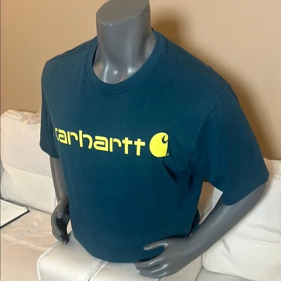 Carhartt Men’s Blue and Yellow Short Sleeve Tee Size Large - Picture 3 of 7